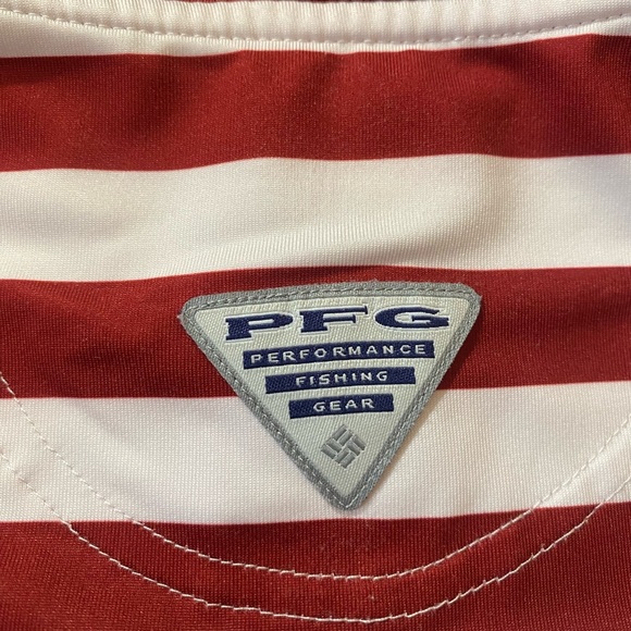 Columbia Red and White Striped Polo Shirt - Casual Knit Style - Picture 5 of 8